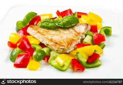 fried tuna fillet with pepper