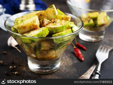 fried zucchini with salt and spice