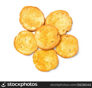 friedA round rusks, isolated on a white background with clipping path