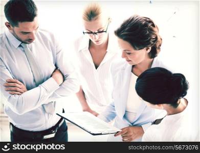 friendly business team having discussion in office