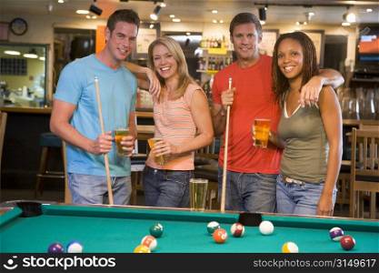Friends at a pool hall