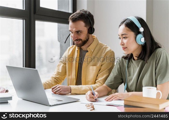 friends attending online classes together 3