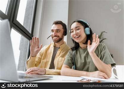 friends attending online classes together