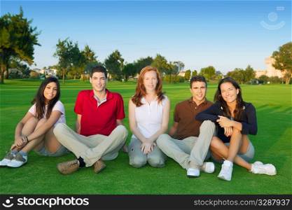 friends group people happy sitting green grass outdoor