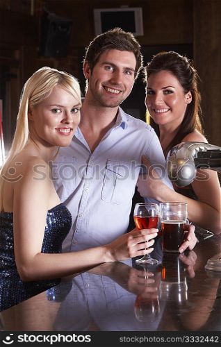 Friends having a drink in bar