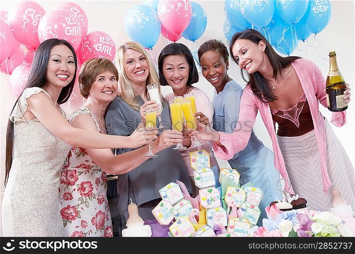 Friends Having a Toast at a Baby Shower
