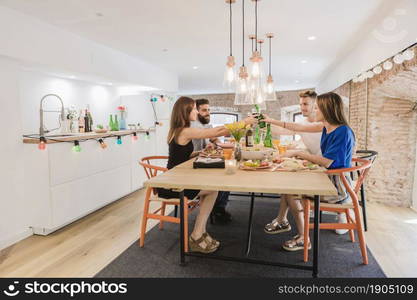 friends having dinner party. Beautiful photo. friends having dinner party