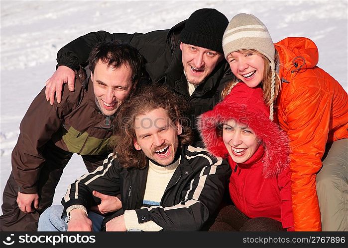 friends on winter snow