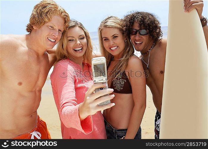 Friends Taking Picture with Camera Phone
