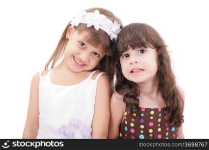 Friends - Two Adorable little girls isolated on white background