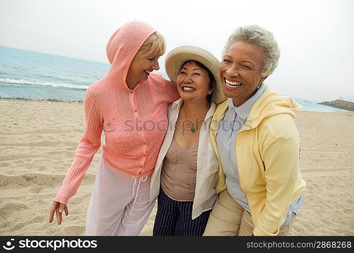 Friends Walking Together at Beach