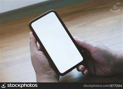Friends watching social media in a smart phone. social network concept with smart phone. white screen for mockup
