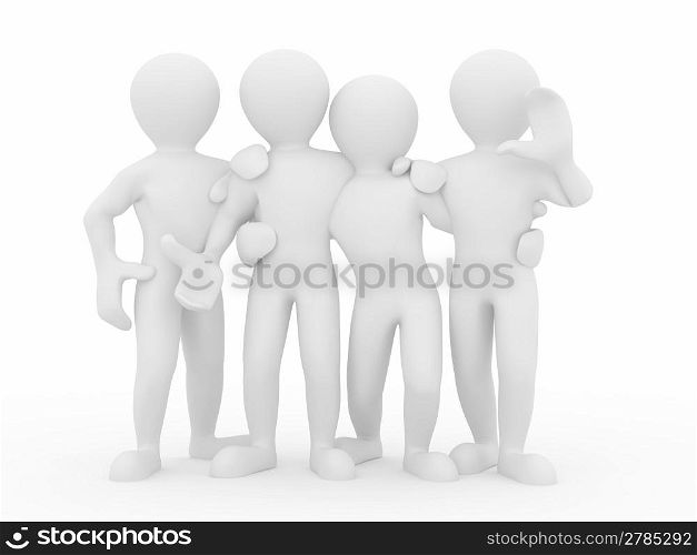 Friendship. Teamwork. Group of people on white isolated background. 3d