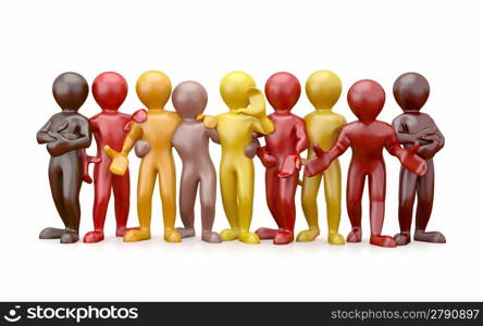 Friendship. Teamwork. Group of people on white isolated background. 3d