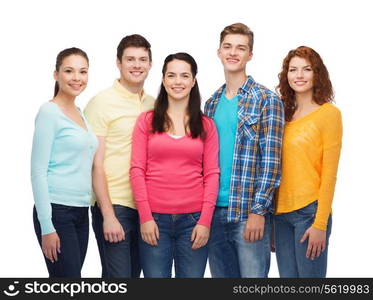 friendship, youth and people concept - group of smiling teenagers