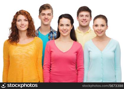 friendship, youth and people concept - group of smiling teenagers