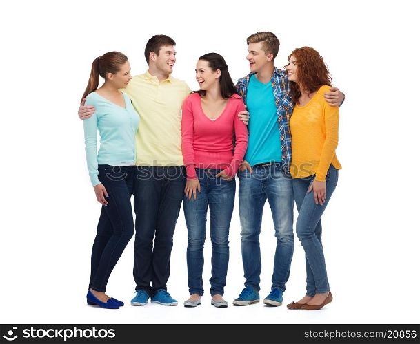 friendship, youth and people - group of smiling teenagers