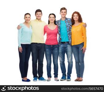 friendship, youth and people - group of smiling teenagers