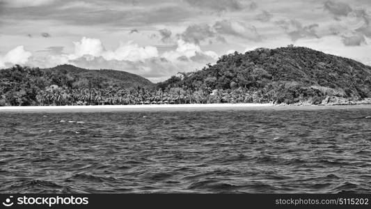 from a boat in philippines snake island near el nido palawan beautiful panorama coastline sea and rock