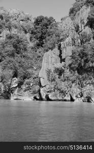 from a boat in philippines snake island near el nido palawan beautiful panorama coastline sea and rock