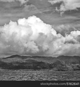 from a boat in philippines snake island near el nido palawan beautiful panorama coastline sea and rock