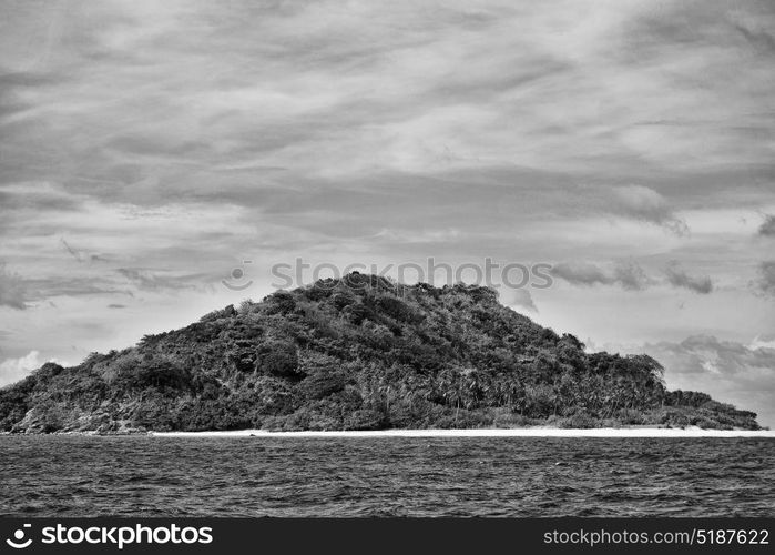 from a boat in philippines snake island near el nido palawan beautiful panorama coastline sea and rock