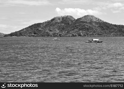 from a boat in philippines snake island near el nido palawan beautiful panorama coastline sea and rock