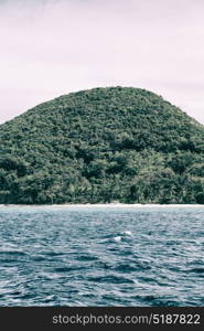 from a boat in philippines snake island near el nido palawan beautiful panorama coastline sea and rock