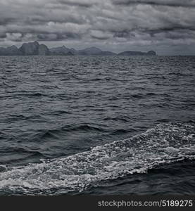 from a boat in philippines snake island near el nido palawan beautiful panorama coastline sea and rock