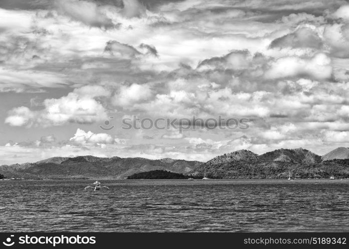 from a boat in philippines snake island near el nido palawan beautiful panorama coastline sea and rock