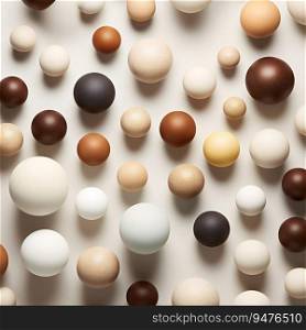 From above, arranged spheres in different skin colours