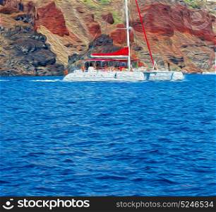 from boat in europe greece santorini island house and rocks the sky