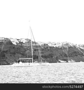 from boat in europe greece santorini island house and rocks the sky