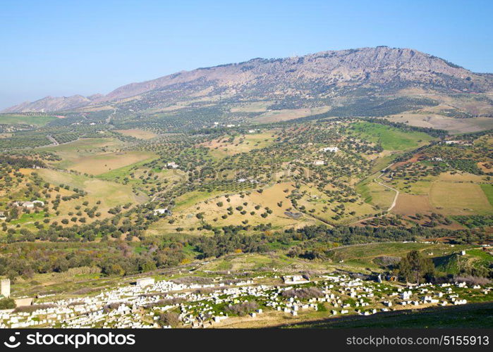 from high in the village morocco africa field and constructions