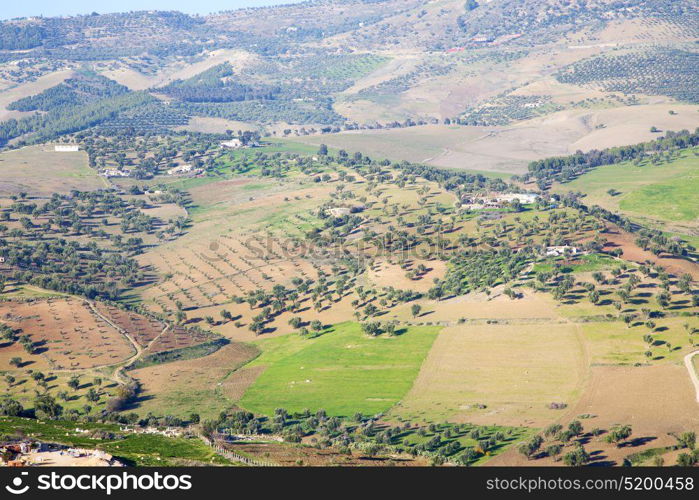 from high in the village morocco africa field and constructions