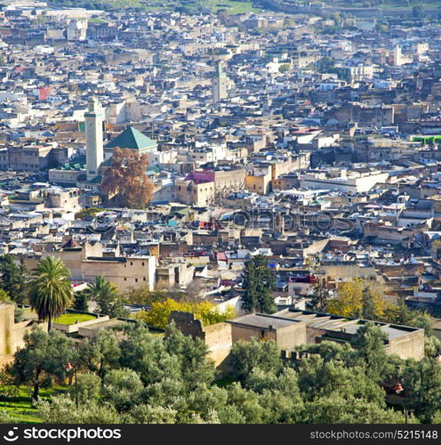 from high in the village morocco africa field and constructions