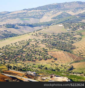 from high in the village morocco africa field and constructions