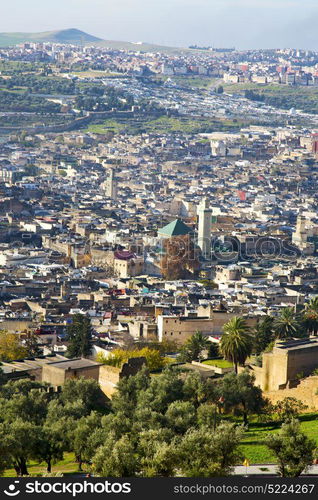 from high in the village morocco africa field and constructions