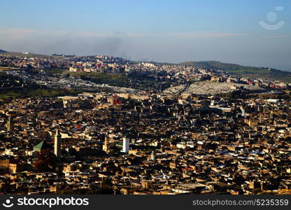 from high in the village morocco africa field and constructions