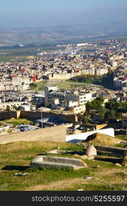 from high in the village morocco africa field and constructions