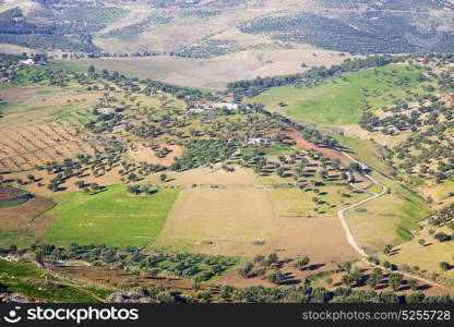 from high in the village morocco africa field and constructions