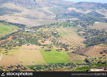 from high in the village morocco africa field and constructions