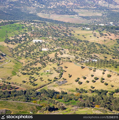 from high in the village morocco africa field and constructions