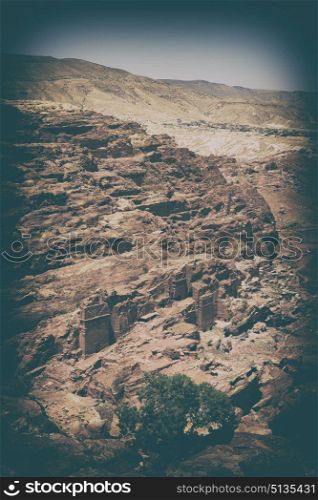 from high the antique site of petra in jordan the beautiful wonder of the world