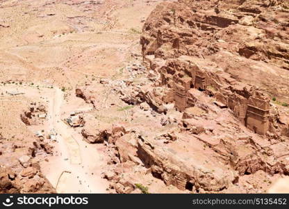 from high the antique site of petra in jordan the beautiful wonder of the world