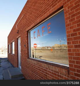 Front cafe window in Utah, USA.