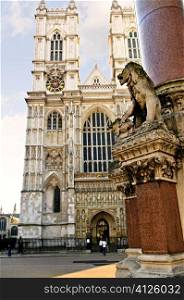 Front facade of Westminster Abbey in early morning
