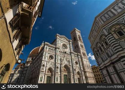 Front of Florence Cathedral or Cattedrale di Santa Maria del Fiore, in Florence, Italy