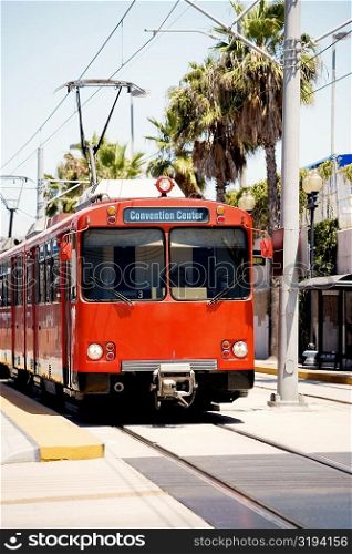 Front profile of a trolley, San Diego, California, USA