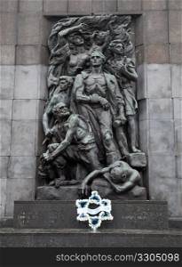 Front side of Rappaport memorial to Jewish uprising in Warsaw Ghetto in second world war.